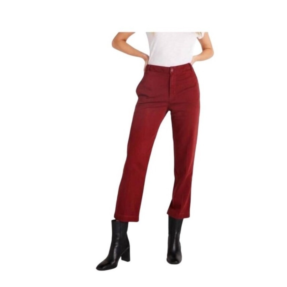 Bella Dahl Jess Crease Line Red Cropped Trouser Pants Size 26‎ Business Casual
